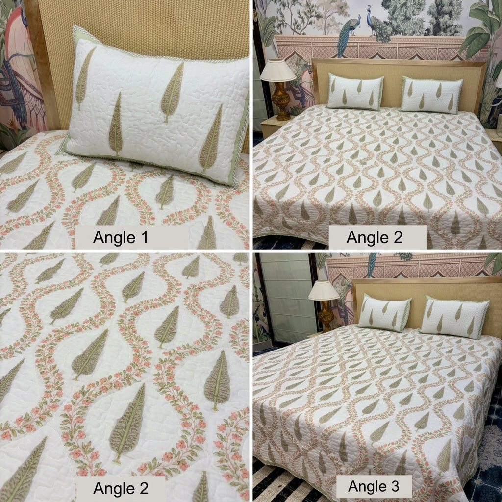 Quilted Reversible Bedcover – Pure Mulmul Cotton