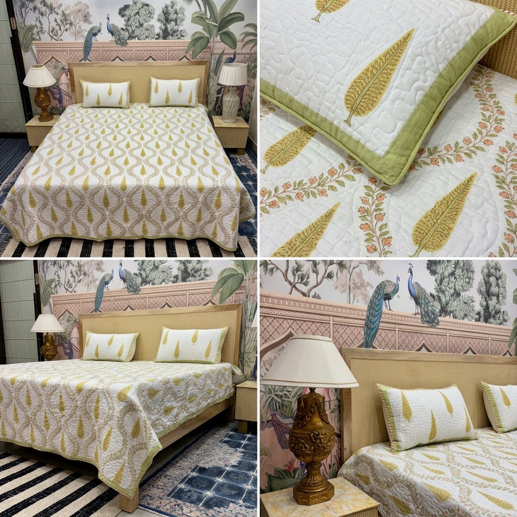 Quilted Reversible Bedcover – Pure Mulmul Cotton