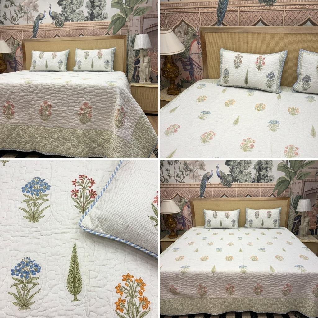 Quilted Reversible Bedcover – Pure Mulmul Cotton