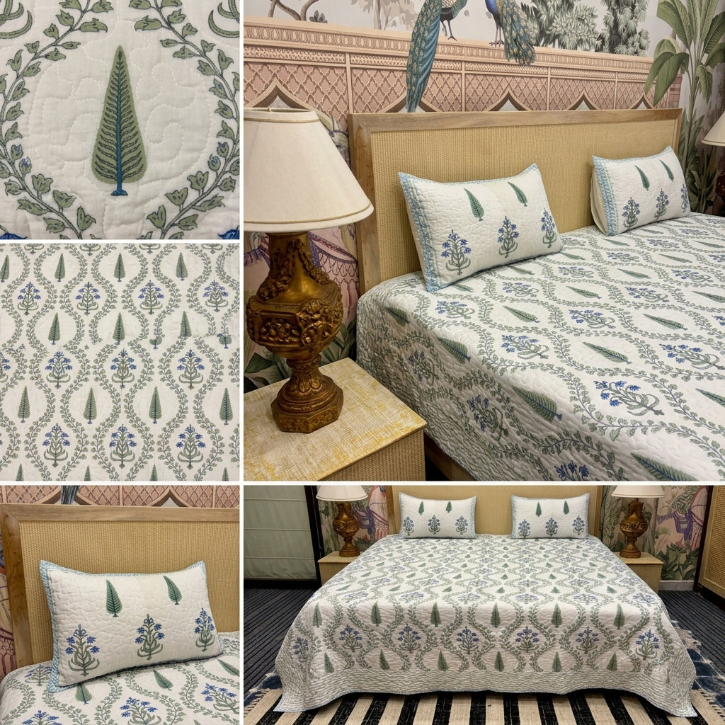 Quilted Reversible Bedcover – Pure Mulmul Cotton