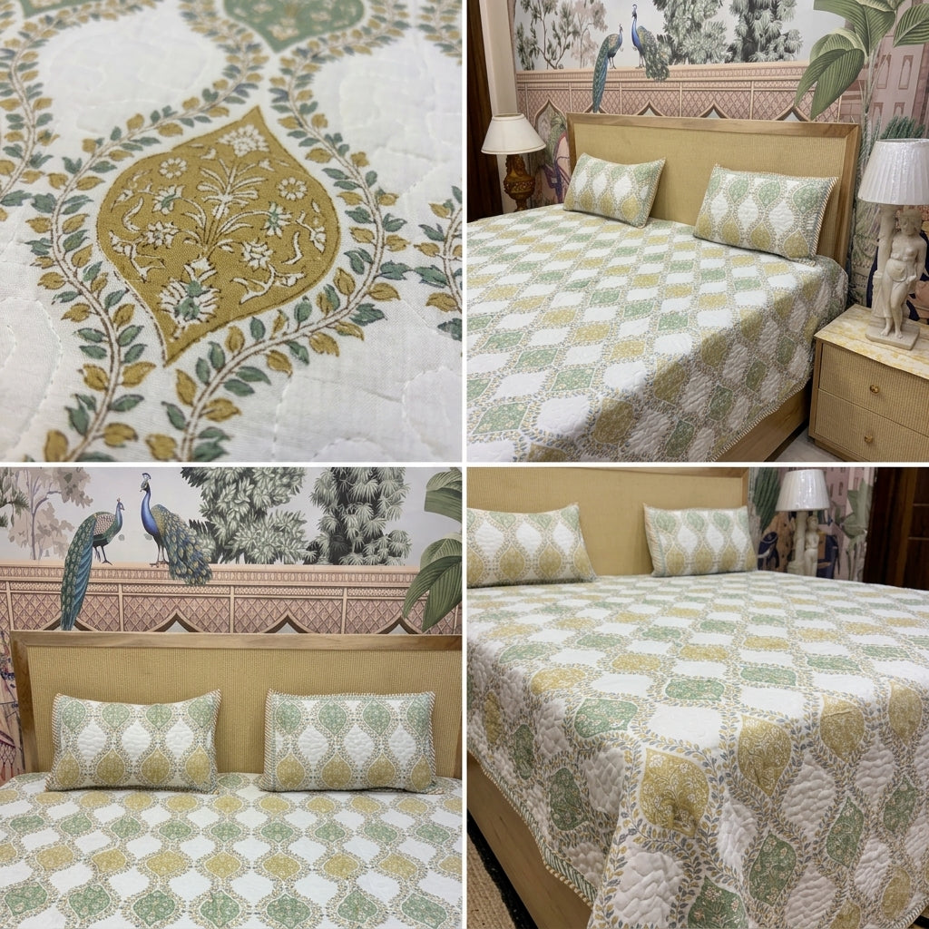 Quilted Reversible Bedcover – Pure Mulmul Cotton