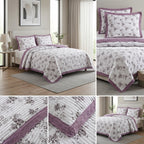 ✨ Crown Weave Quilted Bedcover Set with Elegant Lace Border – 3 Piece Luxury Collection ✨