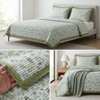 ✨ Crown Weave Quilted Bedcover Set with Elegant Lace Border – 3 Piece Luxury Collection ✨