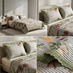 ✨ Crown Weave Quilted Bedcover Set with Elegant Lace Border – 3 Piece Luxury Collection ✨