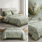✨ Crown Weave Quilted Bedcover Set with Elegant Lace Border – 3 Piece Luxury Collection ✨