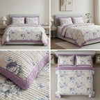 ✨ Crown Weave Quilted Bedcover Set with Elegant Lace Border – 3 Piece Luxury Collection ✨