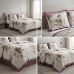✨ Crown Weave Quilted Bedcover Set with Elegant Lace Border – 3 Piece Luxury Collection ✨