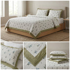 ✨ Crown Weave Quilted Bedcover Set with Elegant Lace Border – 3 Piece Luxury Collection ✨