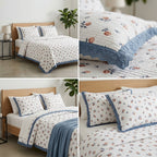 ✨ Crown Weave Quilted Bedcover Set with Elegant Lace Border – 3 Piece Luxury Collection ✨