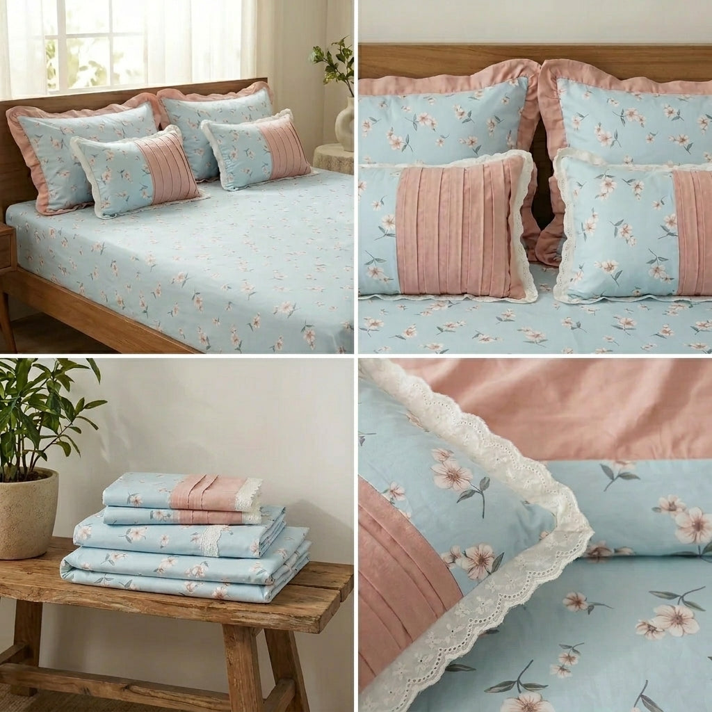 Premium Summer Bedsheet Set – 5 Piece Cotton Collection