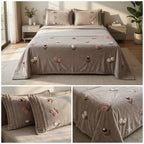 Floral Embroidered Winter Bedsheet Set with Designer Pillow Covers – 3 Pcs