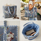 Velvet Quilted Tote Bag – Stylish, Spacious & Reusable