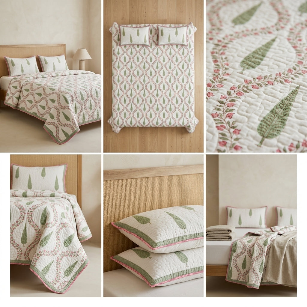 Quilted Reversible Bedcover – Pure Mulmul Cotton