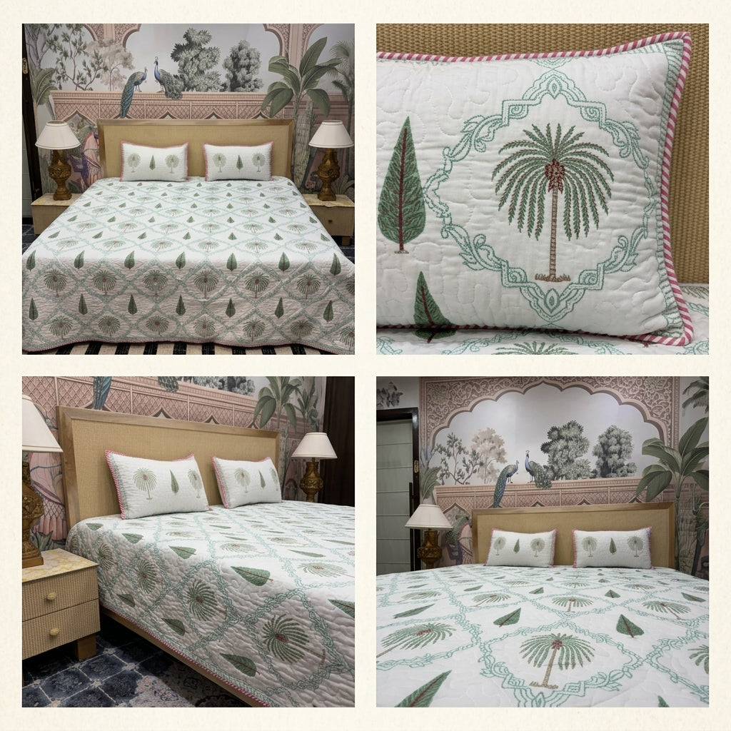 Quilted Reversible Bedcover – Pure Mulmul Cotton
