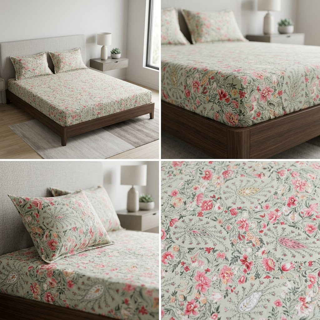 Fitted Bedsheets Pure Cotton 108 BY 108 Inch Product Code :- 55B89RKEH