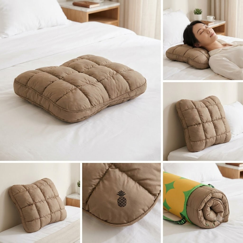 Premium Pineapple Bun Cervical & Neck Support Pillow – Organic Cotton