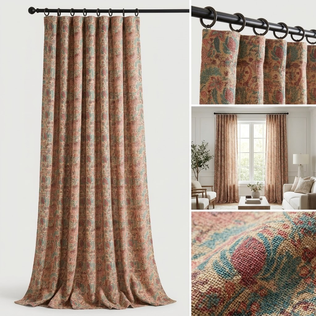9 Feet Printed Jute Curtain