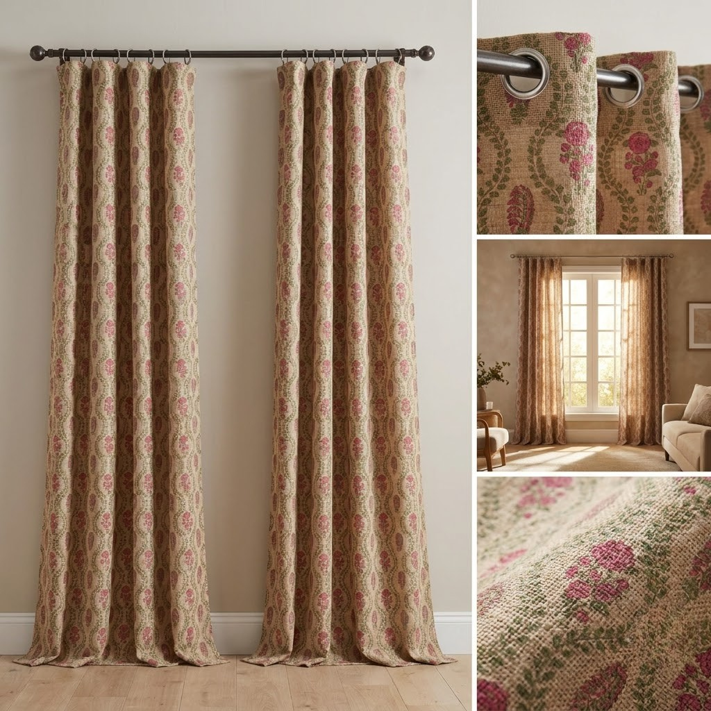 9 Feet Printed Jute Curtain