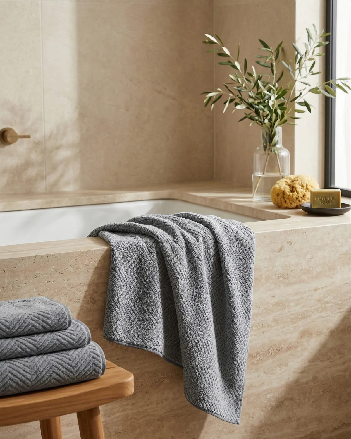 Bamboo Wood 4pc Bath Towel Set