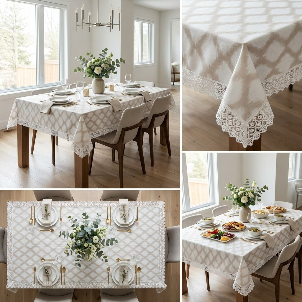 Lace Dining Table Cover – 6 Seater