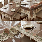 ✨ Transparent French Lace Dining 6 Seater Table Cover – Premium Quality ✨