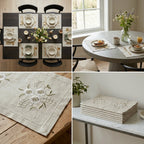 Luxury Embroidered Linen Table Mats – Set of 6