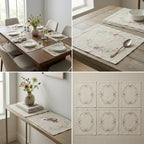 Luxury Embroidered Linen Table Mats – Set of 6