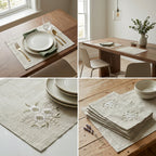 Luxury Embroidered Linen Table Mats – Set of 6