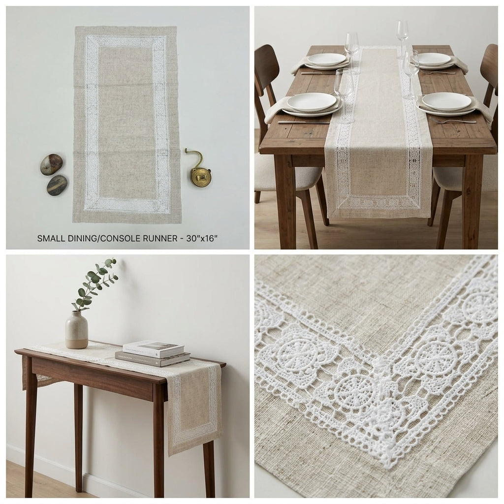 Luxury Floral Lace Turkish Table Runner (30 x 16 Inches)