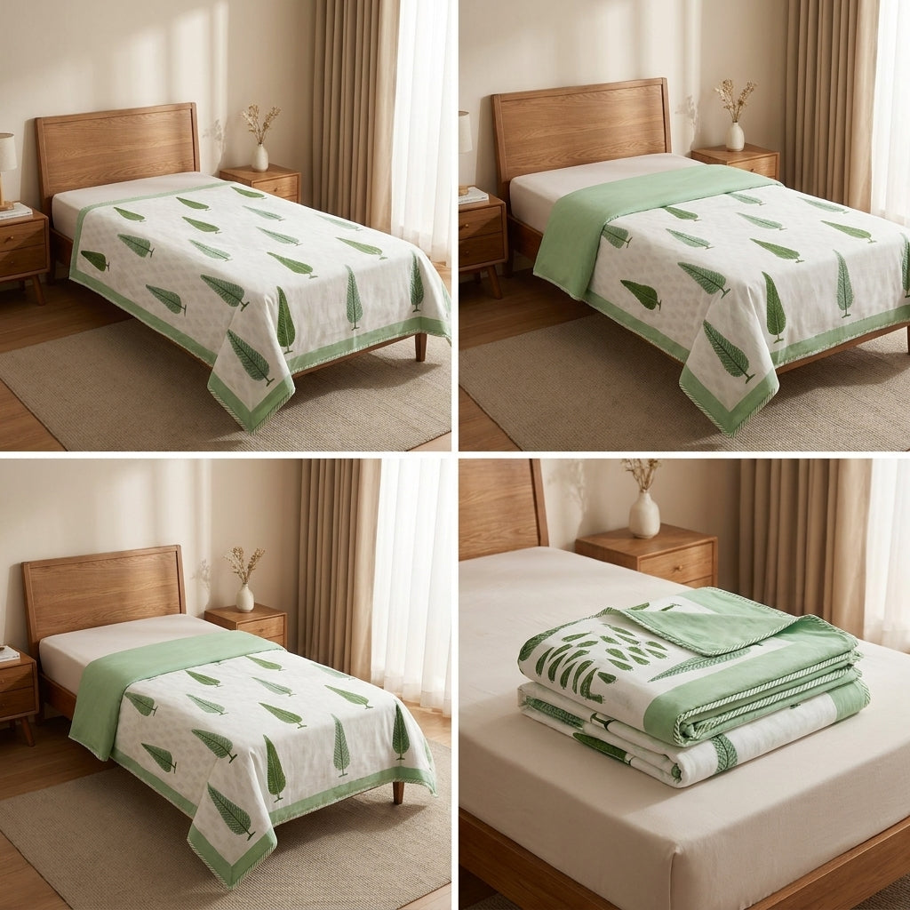 Pure Muslin Single Bed Dohar – Pack of 2