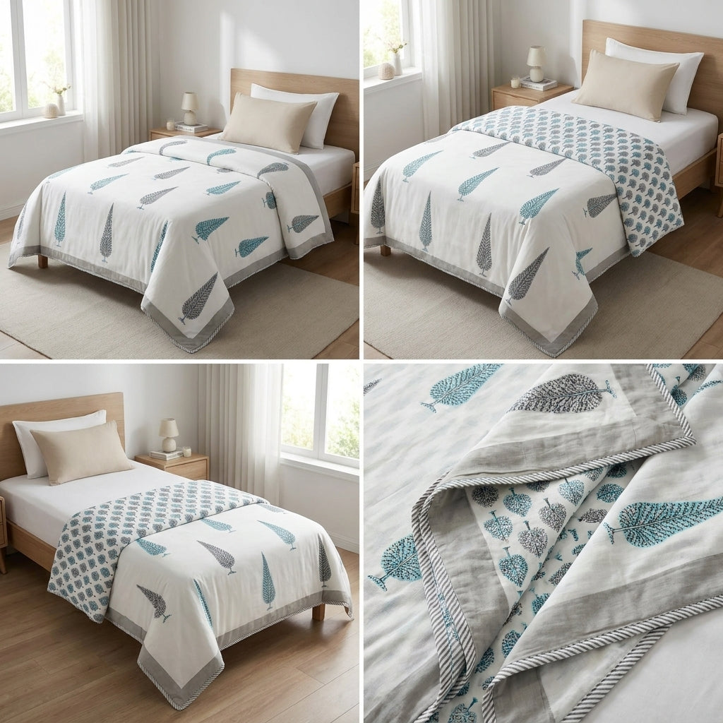 Pure Muslin Single Bed Dohar – Pack of 2