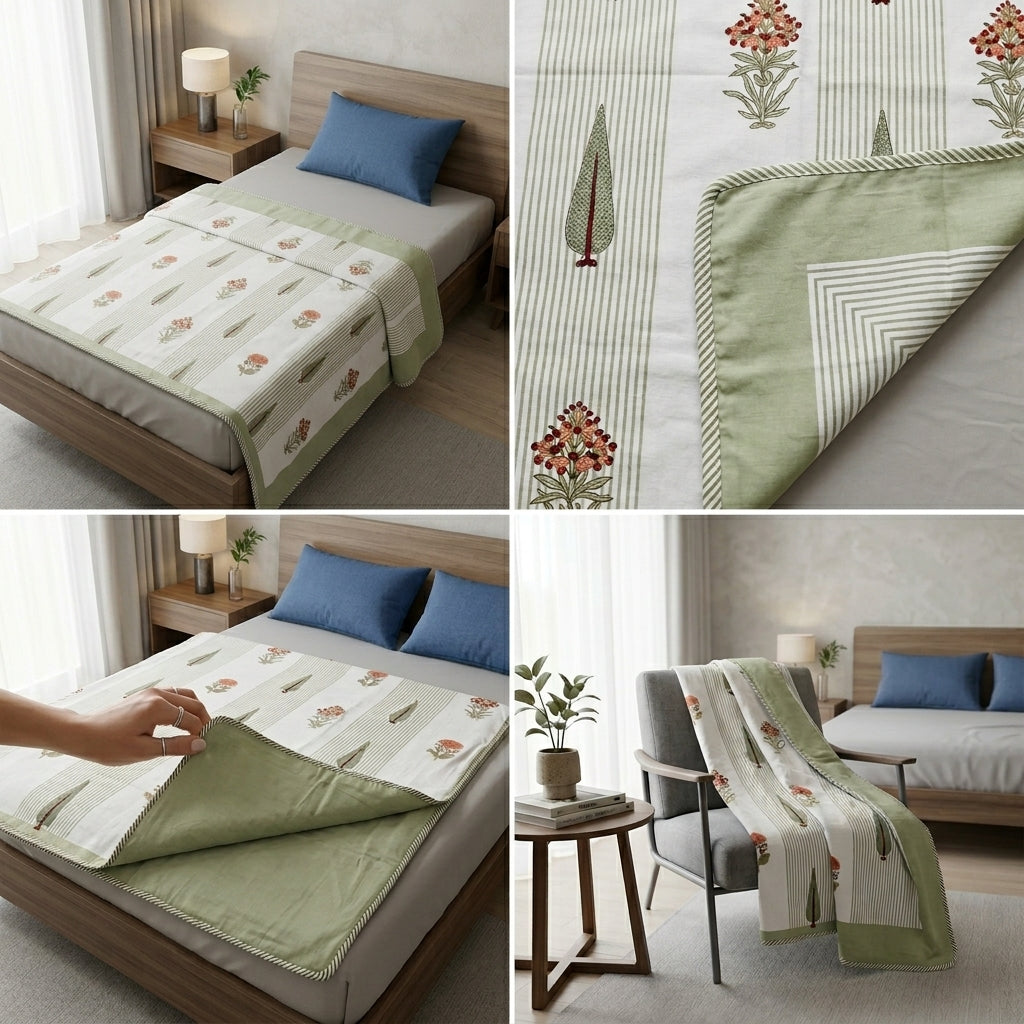 Pure Muslin Single Bed Dohar – Pack of 2