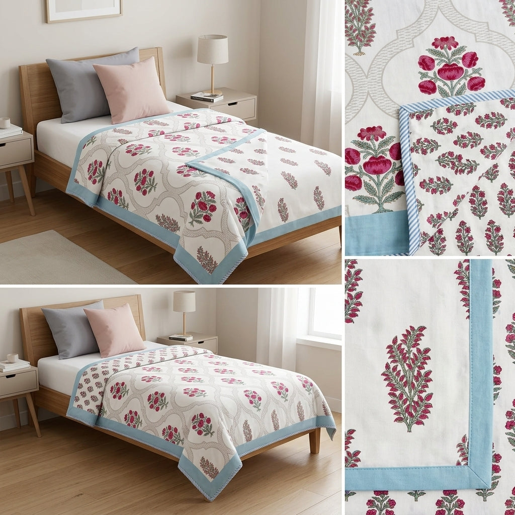 Pure Muslin Single Bed Dohar – Pack of 2