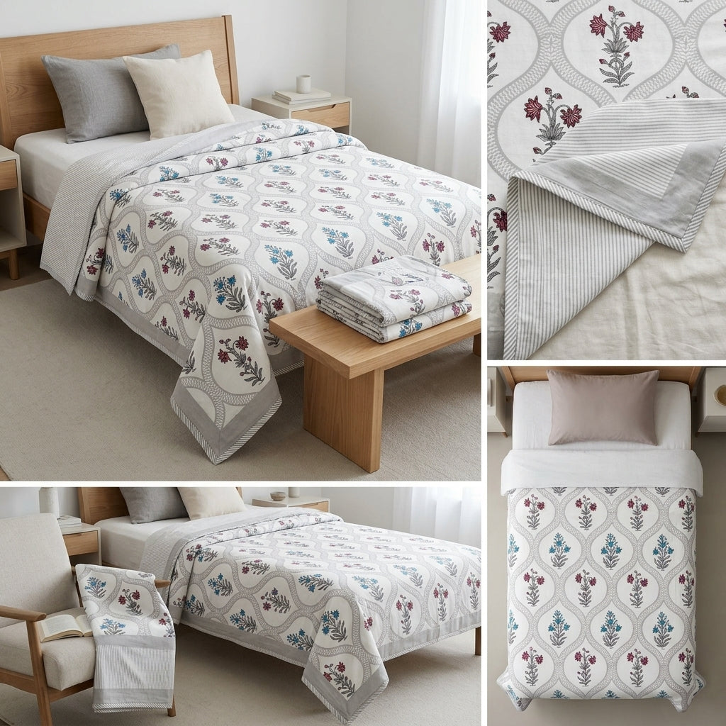 Pure Muslin Single Bed Dohar – Pack of 2