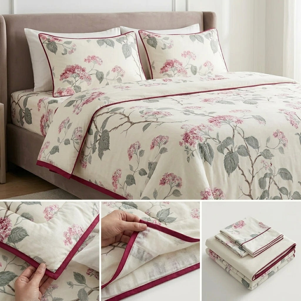 4 Pc Vintage Floral Dohar Set with Bedsheet & Pillow Covers Product Code :- 55B199RKEH