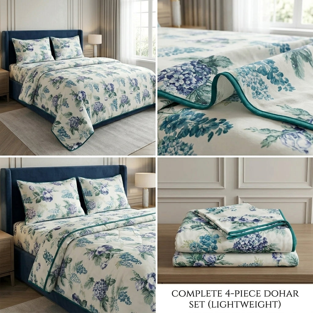 4 Pc Vintage Floral Dohar Set with Bedsheet & Pillow Covers Product Code :- 55B199RKEH