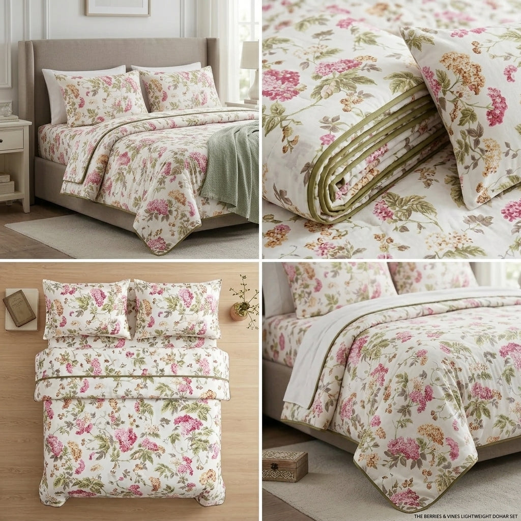 4 Pc Vintage Floral Dohar Set with Bedsheet & Pillow Covers Product Code :- 55B199RKEH