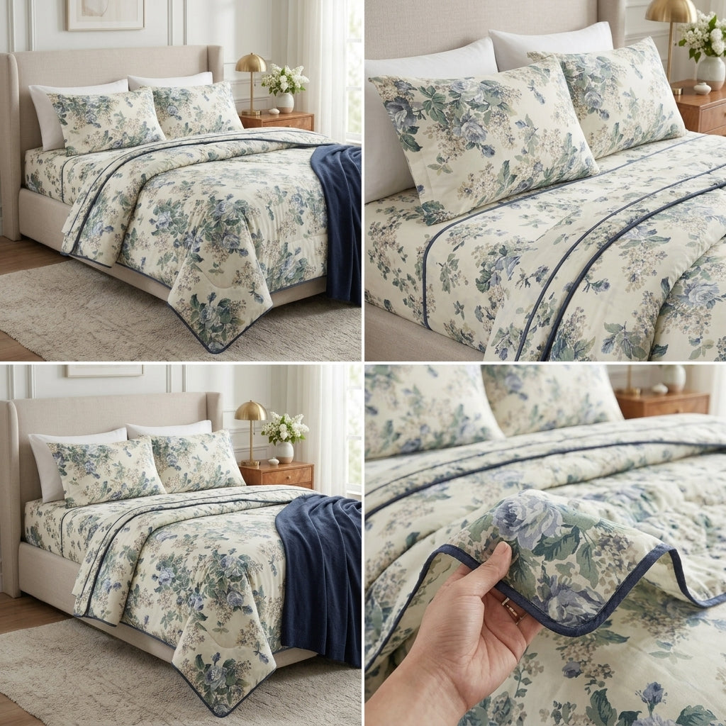 4 Pc Vintage Floral Dohar Set with Bedsheet & Pillow Covers Product Code :- 55B199RKEH