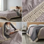 Cotton Dohar with Handcrafted Cotton Tassel Border