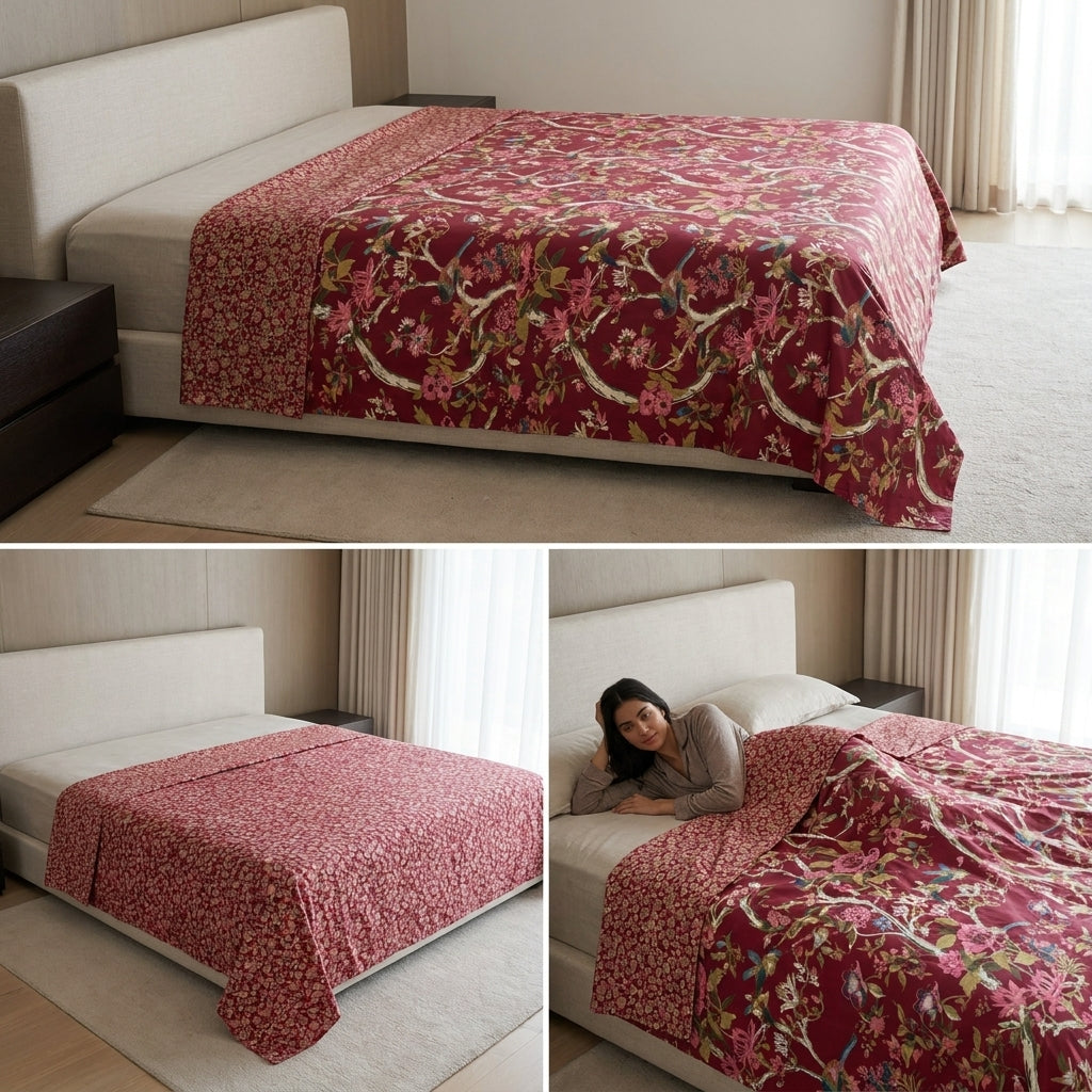 Double Reversible Mulmul Dohar – 350 Thread Count | Premium Summer Comfort