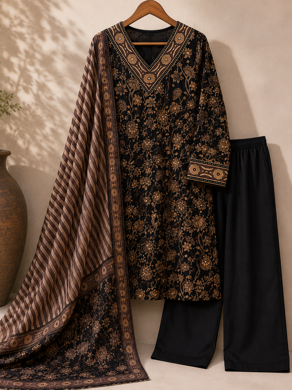 Zareen 3-Piece Stitched Suit 🖤