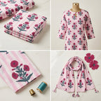 Surkh Bahar Baby Pink Cotton Fabric 🌹