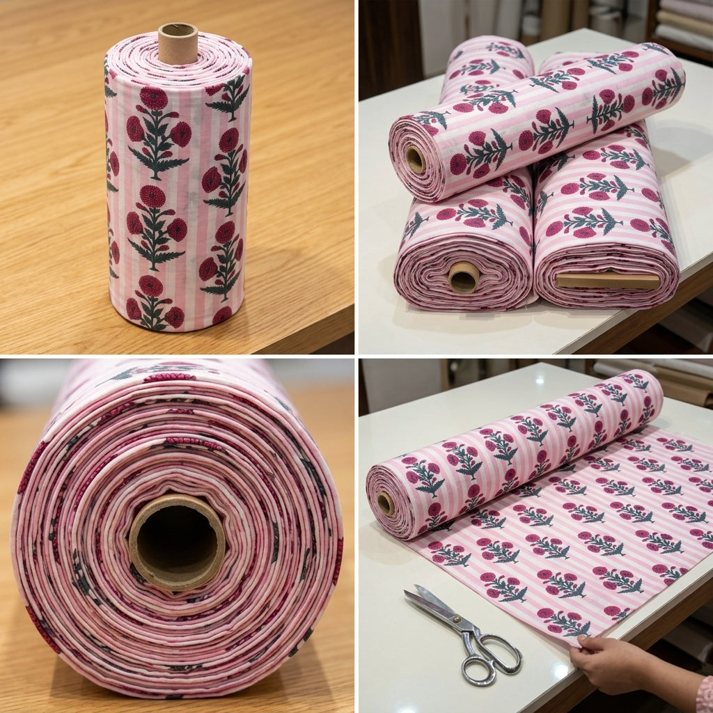 Surkh Bahar Baby Pink Cotton Fabric 🌹