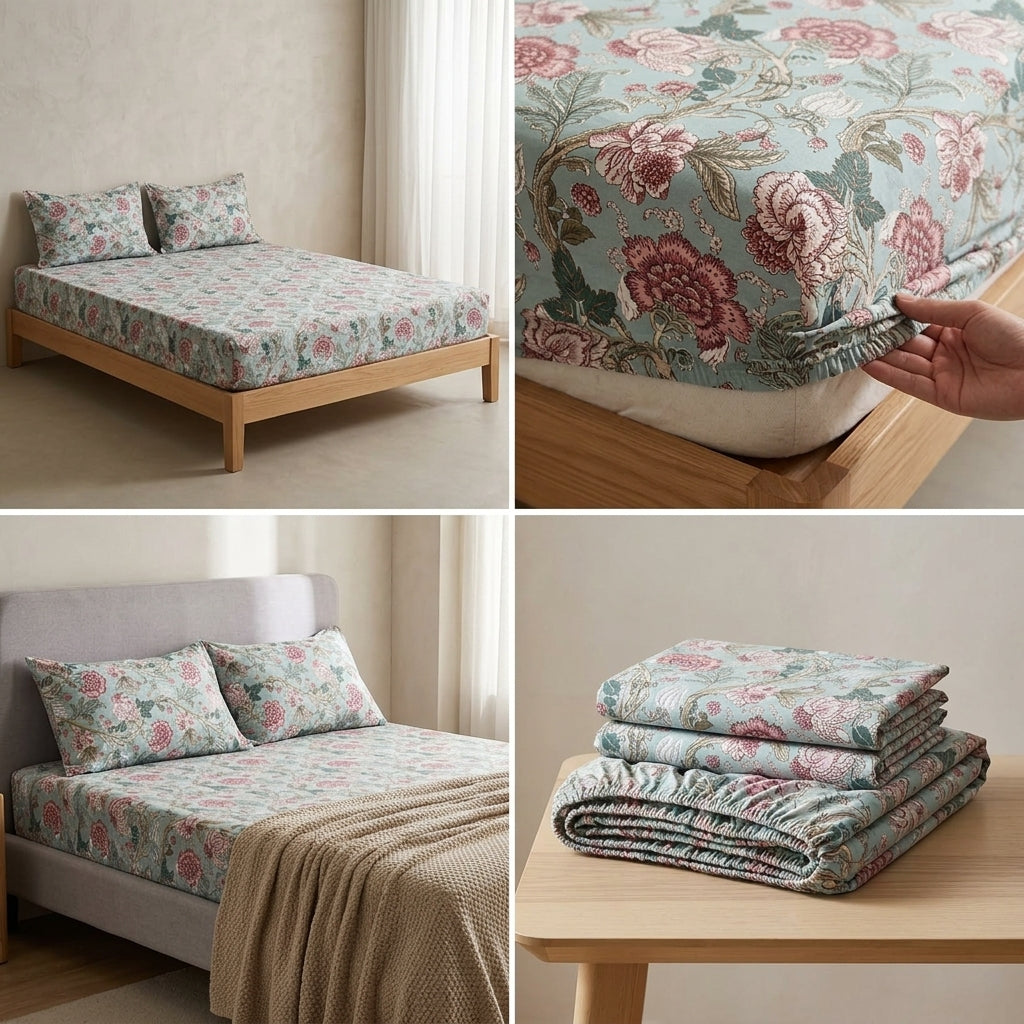 Fitted Bedsheets Pure Cotton 108 BY 108 Inch