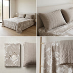 Floral Printed King Size Bedsheet with 2 Quilted Pillow Covers (108 x 108 Inches)