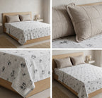 Floral Printed King Size Bedsheet with 2 Quilted Pillow Covers (108 x 108 Inches)