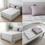 Floral Printed King Size Bedsheet with 2 Quilted Pillow Covers (108 x 108 Inches)