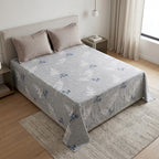 Floral Printed King Size Bedsheet with 2 Quilted Pillow Covers (108 x 108 Inches)
