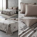 Floral Printed King Size Bedsheet with 2 Quilted Pillow Covers (108 x 108 Inches)