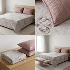 Floral Printed King Size Bedsheet with 2 Quilted Pillow Covers (108 x 108 Inches)